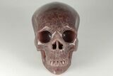 Realistic, Carved Strawberry Quartz Crystal Skull #199590-1